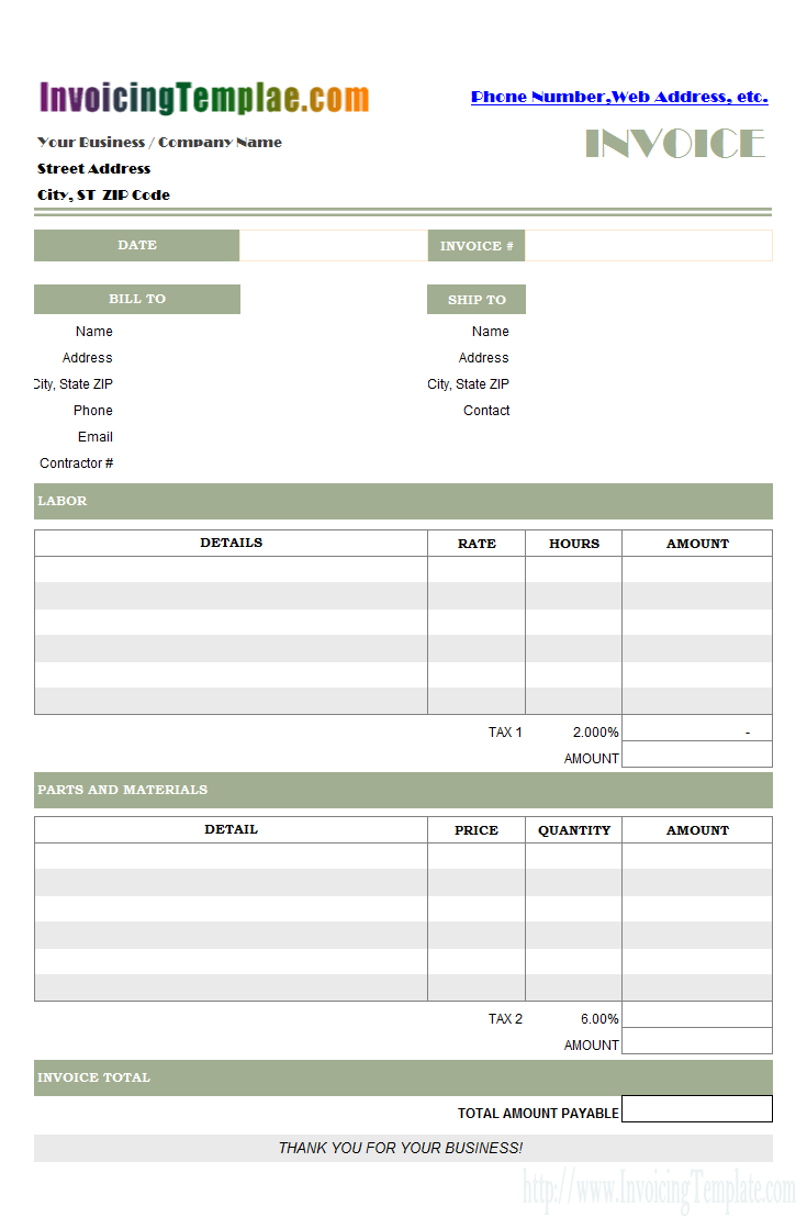 83 Report Labor And Materials Invoice Template Maker by Labor And Materials Invoice Template