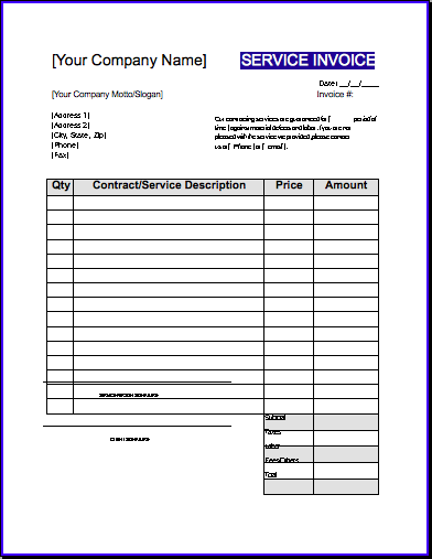 84 Blank Contract Labor Invoice Template for Ms Word with Contract Labor Invoice Template