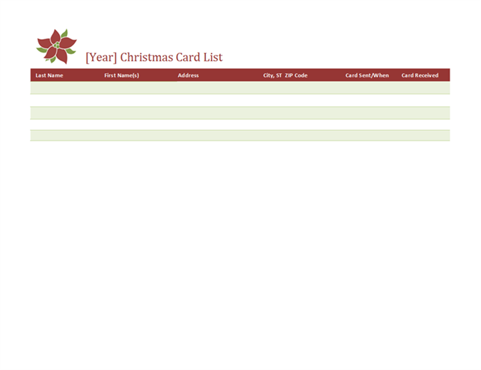 84 Free Christmas Card List Template For Mac for Ms Word by Christmas Card List Template For Mac