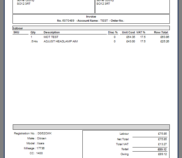 84 Standard Garage Invoice Example For Free by Garage Invoice Example