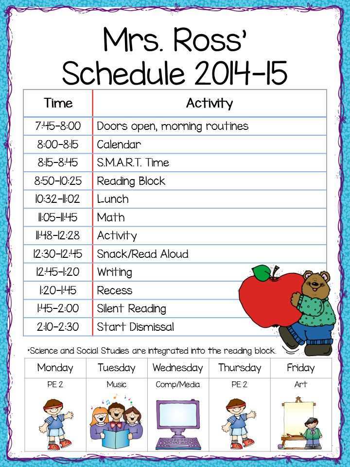 85 Creative Class Schedule Template Elementary School Layouts by Class Schedule Template Elementary School