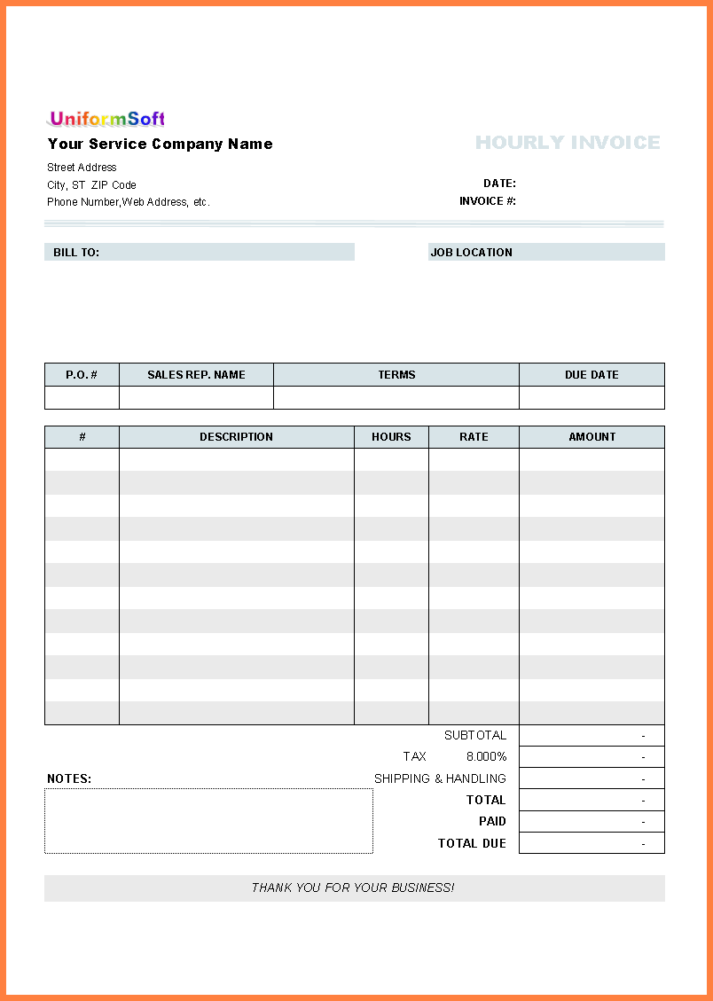 85 Free Printable Hourly Pay Invoice Template PSD File with Hourly Pay ...