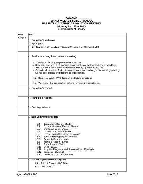85 Printable Pc Meeting Agenda Template Nsw Formating for Pc Meeting Agenda Template Nsw