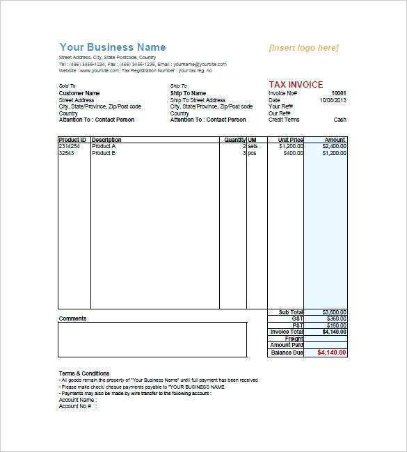 85 Printable Tax Invoice Template Pdf for Ms Word for Tax Invoice Template Pdf