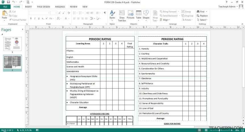 Deped Report Card Template Free Download