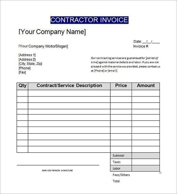 85 The Best Contracting Invoice Template With Stunning Design by Contracting Invoice Template