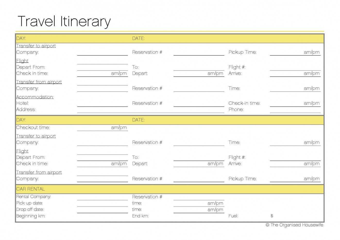 Travel Itinerary Template For Google Docs Cards Design Templates