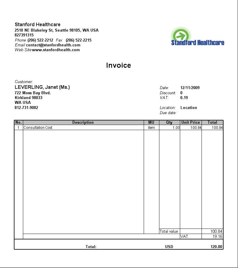 86 Customize Blank Medical Invoice Template for Ms Word for Blank Medical Invoice Template
