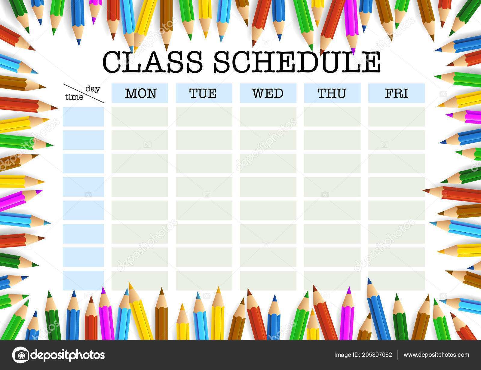Class Schedule Template Design Cards Design Templates