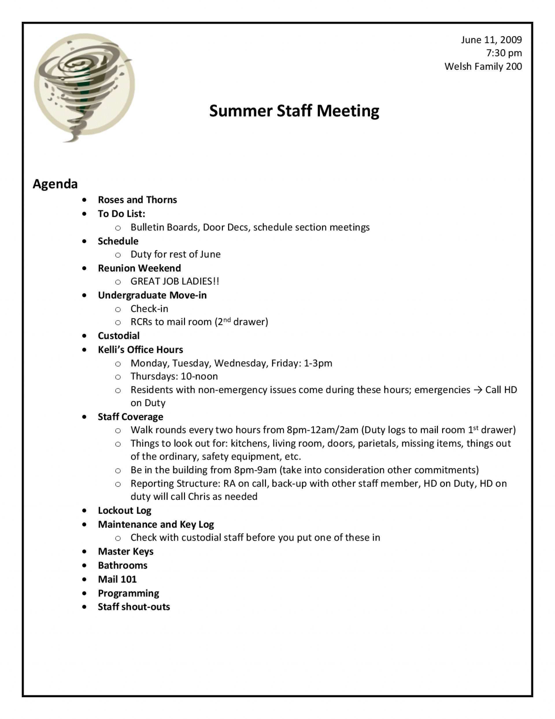 86 Customize Staff Meeting Agenda Template Childcare In Photoshop For 