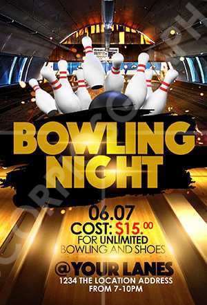 86 Format Bowling Night Flyer Template in Photoshop for Bowling Night Flyer Template