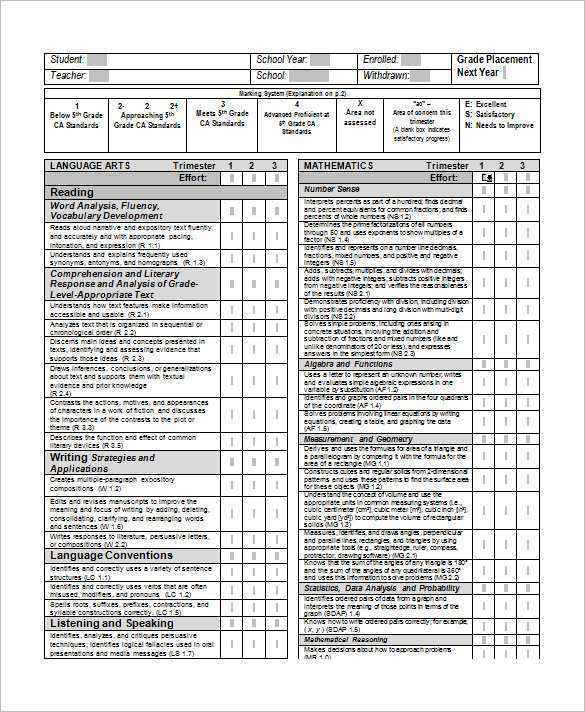 86 Free Printable Grade 1 Report Card Template Download by Grade 1 Report Card Template