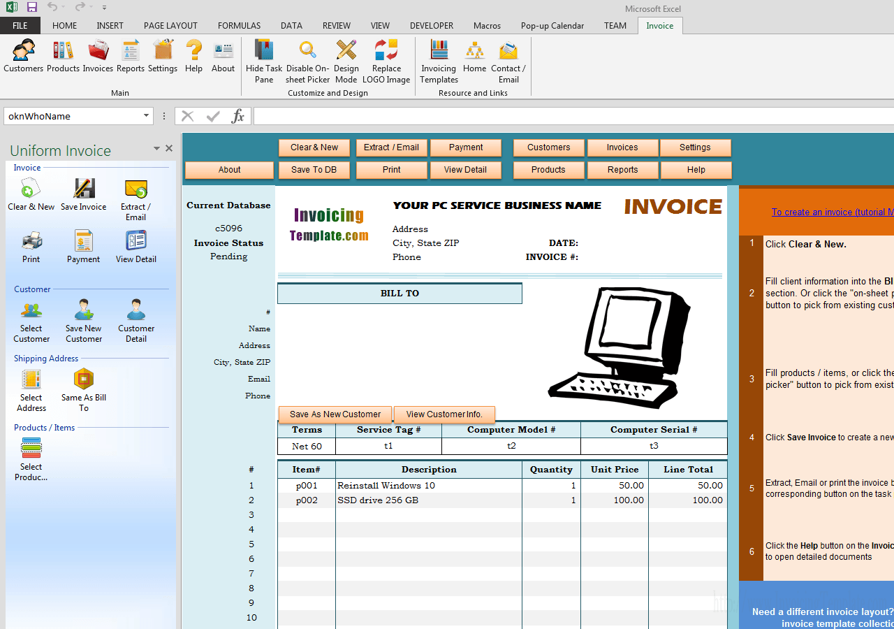 86 Online Computer Repair Service Invoice Template Maker with Computer Repair Service Invoice Template