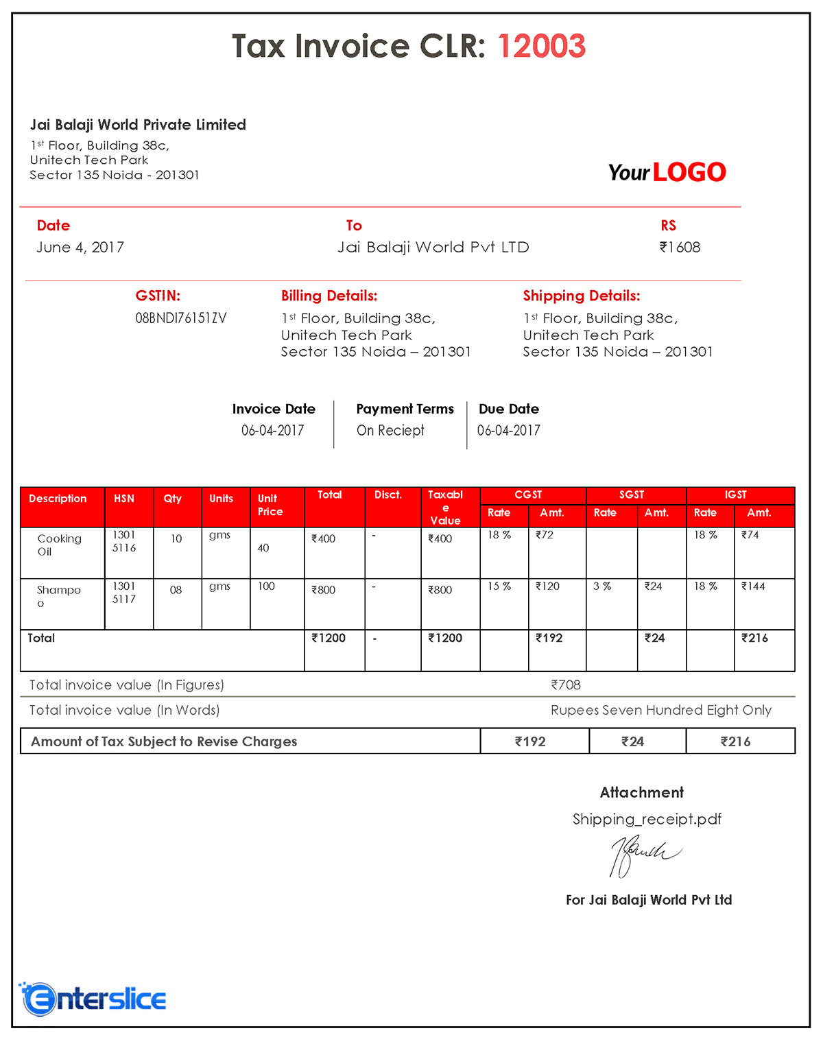 Tax Invoice Format In Karnataka - Cards Design Templates