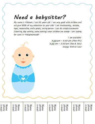 87 Create Babysitting Flyers Template for Ms Word for Babysitting Flyers Template