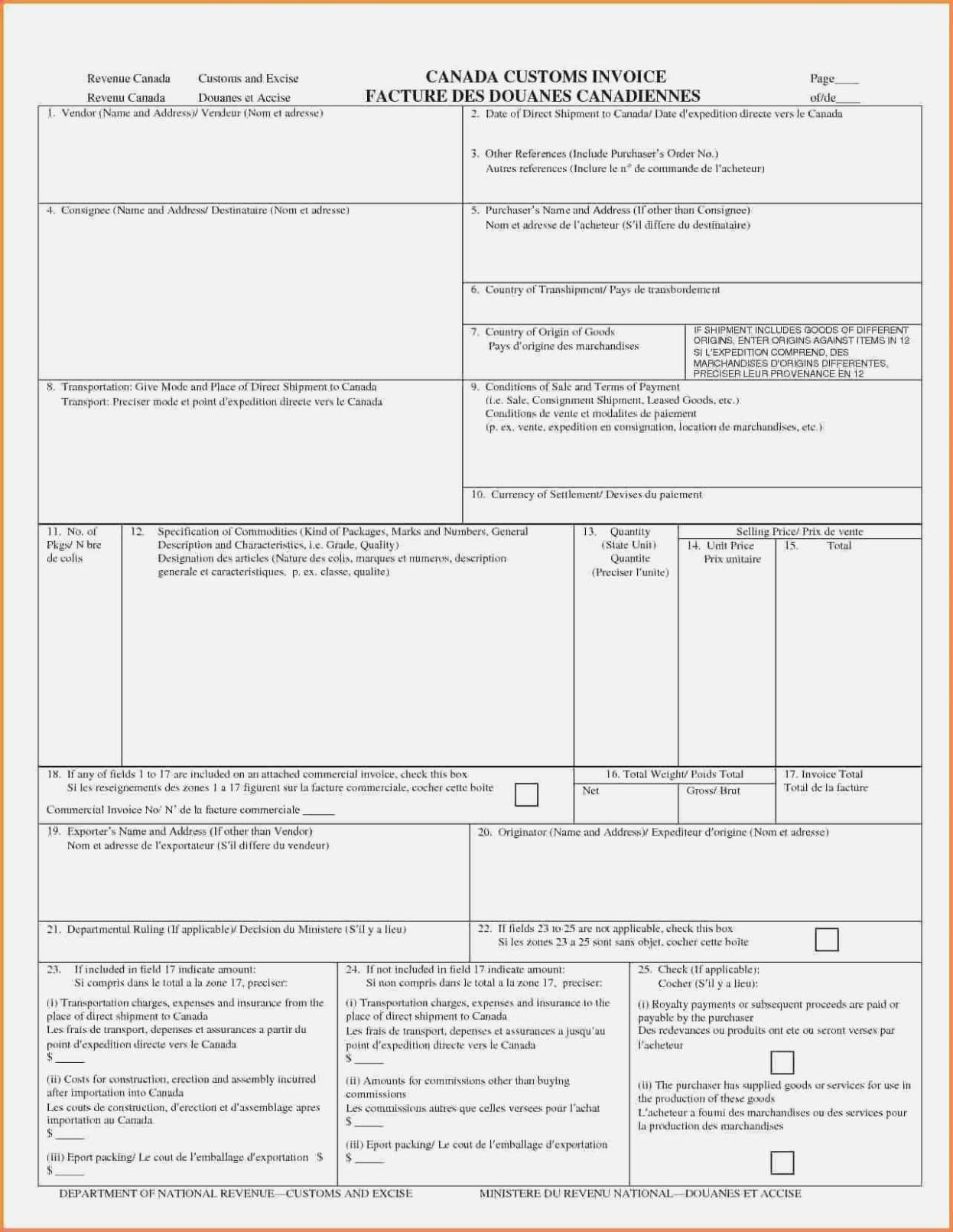 87 Create Us Customs Invoice Template PSD File with Us Customs Invoice ...