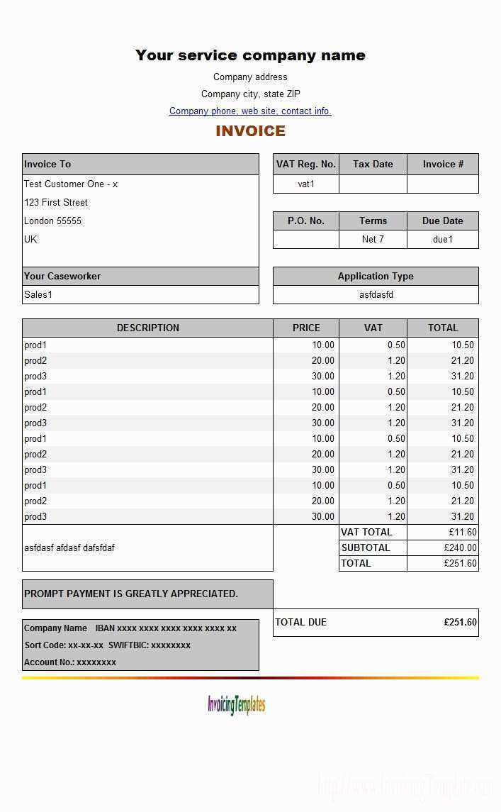 Vat Invoice Format In Excel