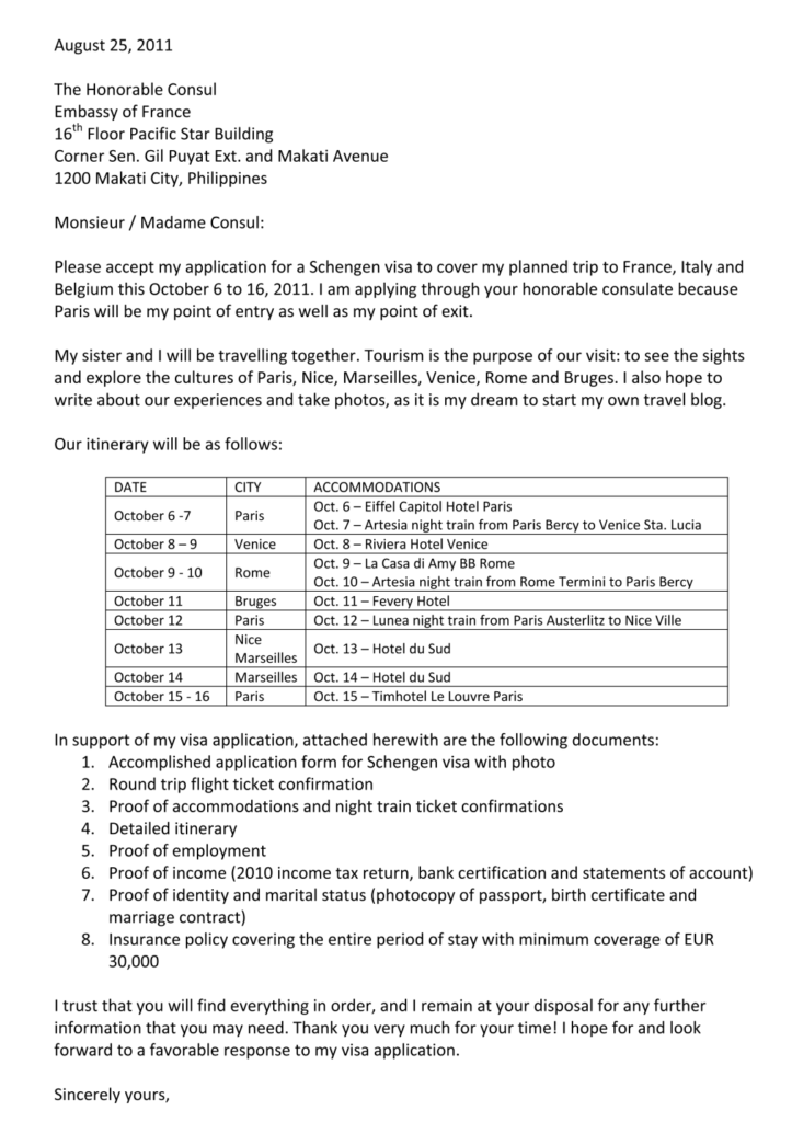 Travel Itinerary Template For Schengen Visa Cards Design Templates