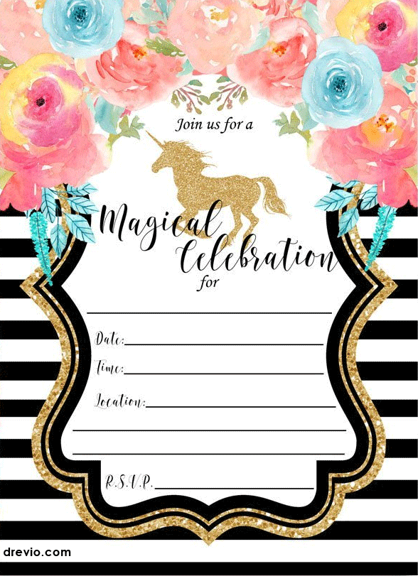 88 Customize Our Free Unicorn Invitation Card Template Free Formating for Unicorn Invitation Card Template Free