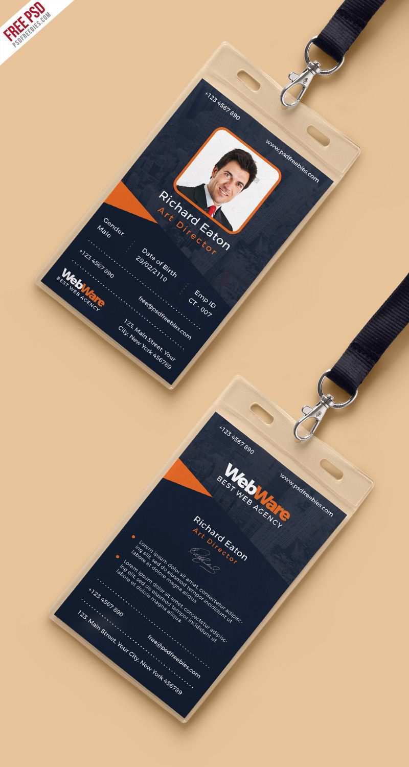 Employee Id Card Vertical Template Psd Cards Design Templates