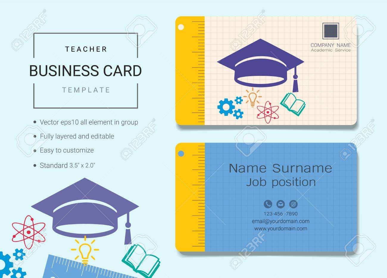 88 Report Education Name Card Template in Photoshop by Education Name Card Template