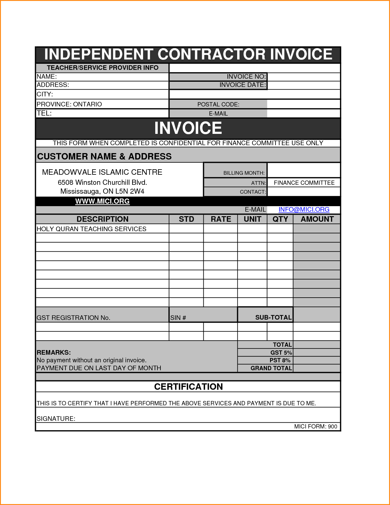 89 Adding Independent Contractor Invoice Template Maker for Independent Contractor Invoice Template