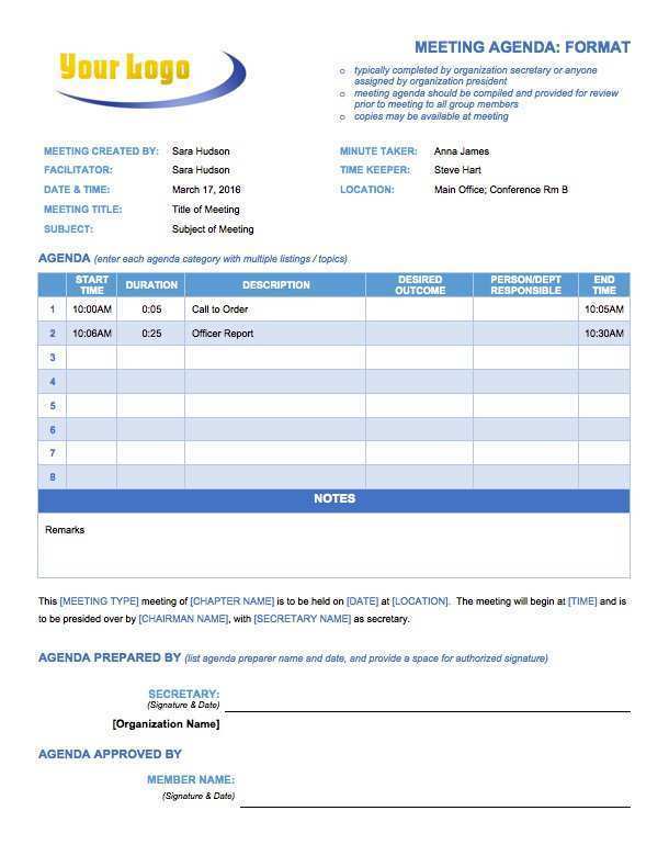 89 Blank Template For Professional Agenda For Free with Template For Professional Agenda