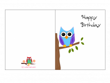 89 Standard Owl Birthday Card Template Templates by Owl Birthday Card Template