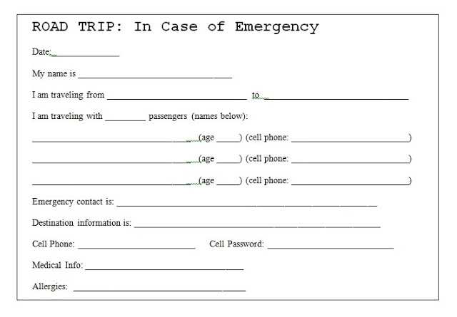 Printable Emergency Card Template from legaldbol.com