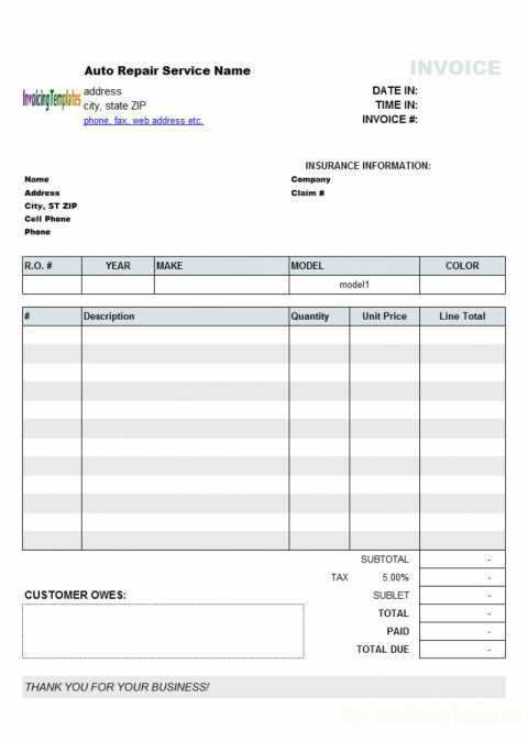 90 Online Diesel Repair Invoice Template Download for Diesel Repair ...