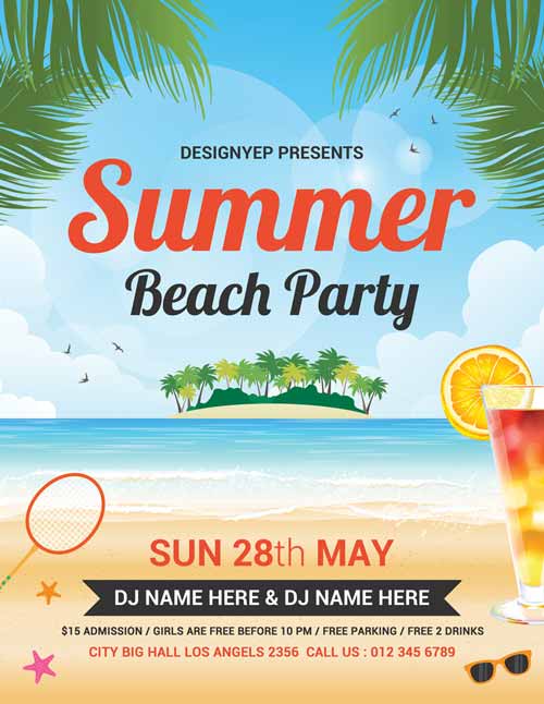 91 Beach Flyer Template Free PSD File with Beach Flyer Template Free