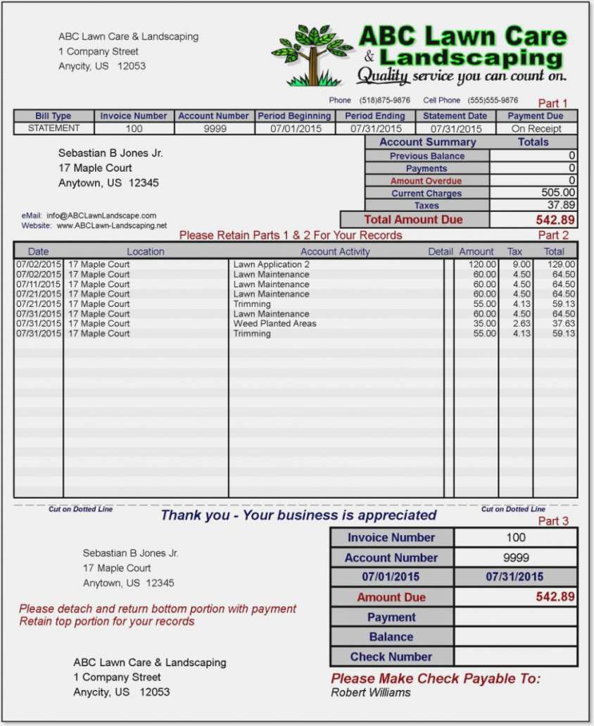 Free Landscaping Invoice Template Word