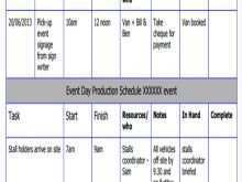 91 Create Production Schedule For An Event Template For Free with Production Schedule For An Event Template