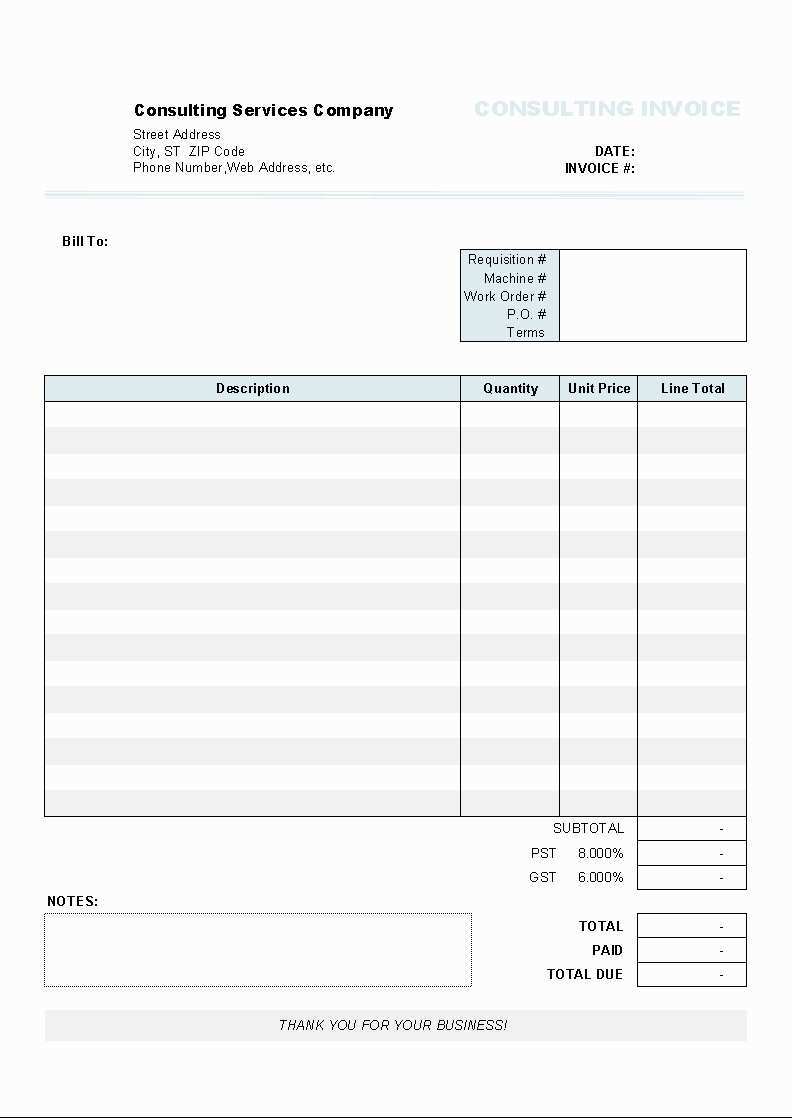 Australian Invoice Template Word