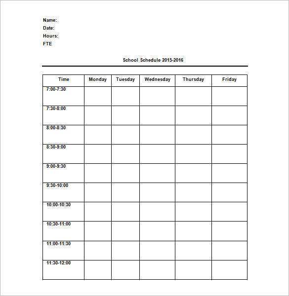 91 Free Printable Class Schedule Template For Teachers With Stunning 