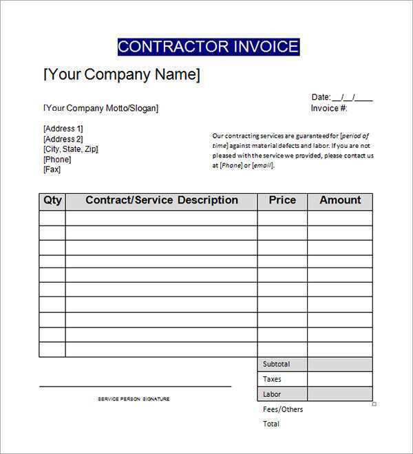 1099 Contractor Invoice Template