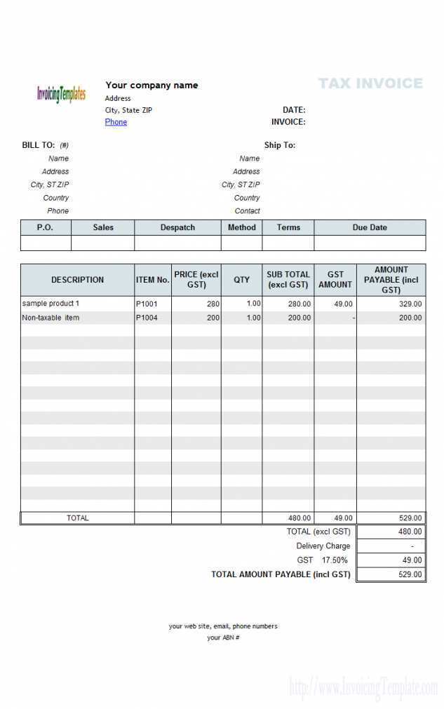 92 Create Blank Gst Invoice Template in Photoshop by Blank Gst Invoice Template