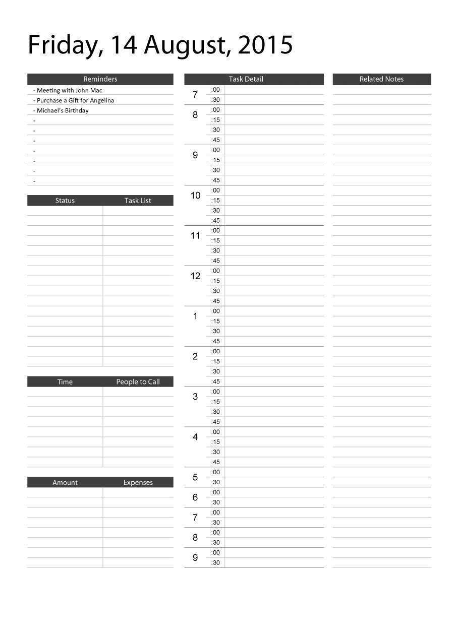 92 How To Create Daily Calendar Time Template With Stunning Design With