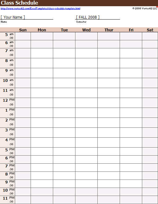 93 Create Blank Class Schedule Template Maker for Blank Class Schedule Template