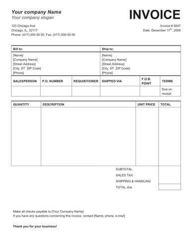 93 Creating Company Sales Invoice Template in Photoshop for Company Sales Invoice Template