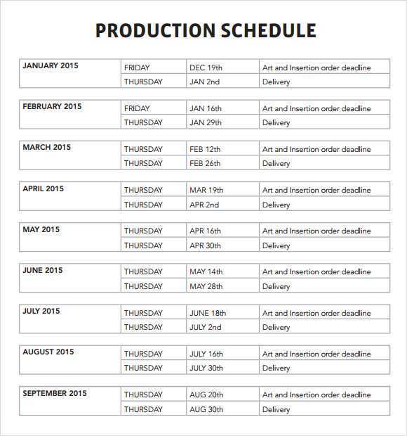 93 Customize Production Schedule Sample Template With Stunning Design