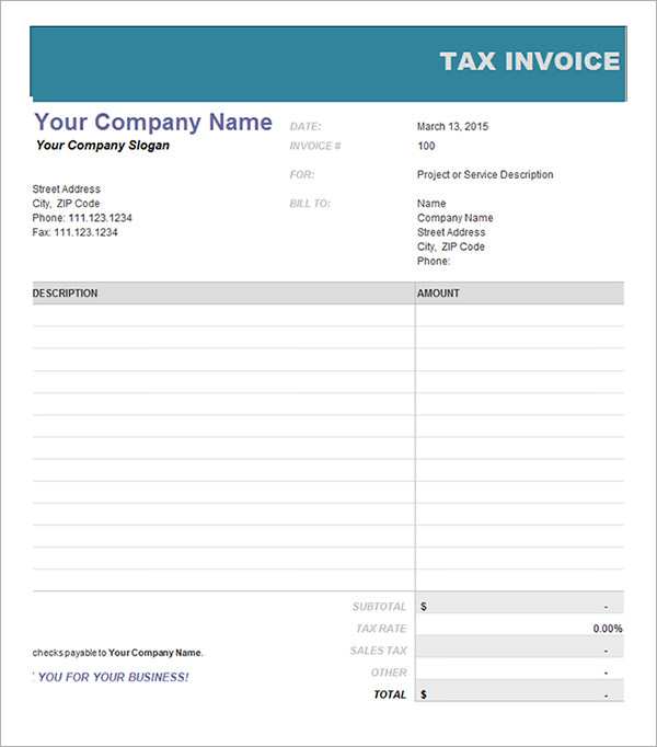 93 Free Printable Business Tax Invoice Template for Business Tax Invoice Template