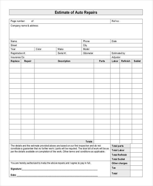 Mechanics Invoice Template