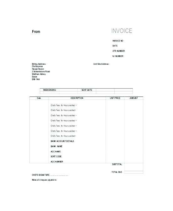 self employed construction invoice template cards design