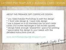 Gift Certificate Template Business Card Size