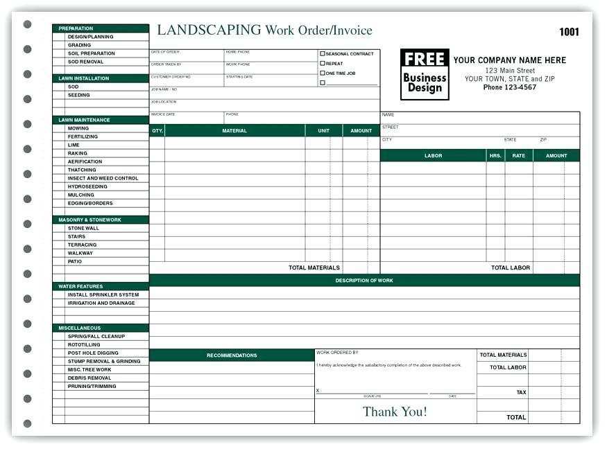 Landscape Invoice Template Excel Cards Design Templates