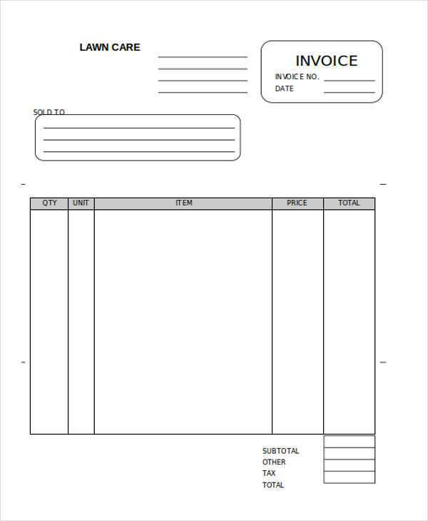 lawn care invoice template word cards design templates