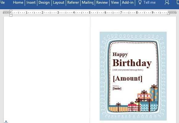 Word Template Card Birthday