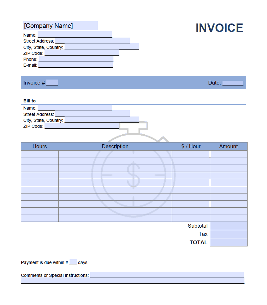 94 Customize Our Free Blank Hourly Invoice Template For Free by Blank Hourly Invoice Template