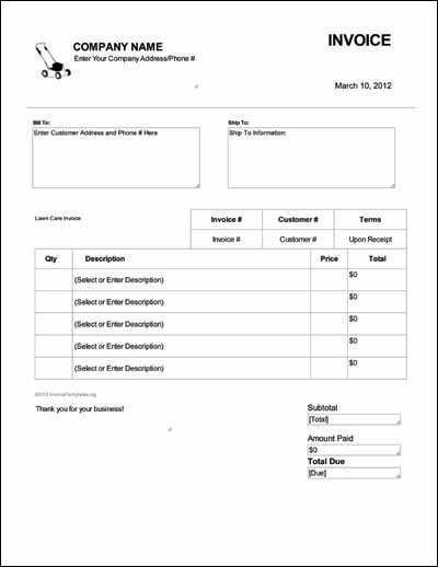 94 Free Lawn Maintenance Invoice Template Layouts for Free Lawn Maintenance Invoice Template